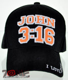 JOHN 3:16 I LOVE JESUS CHRISTIAN BALL CAP HAT BLACK