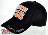 JOHN 3:16 I LOVE JESUS CHRISTIAN BALL CAP HAT BLACK