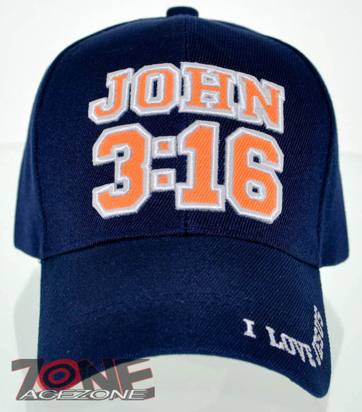 JOHN 3:16 I LOVE JESUS CHRISTIAN BALL CAP HAT NAVY