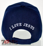 JOHN 3:16 I LOVE JESUS CHRISTIAN BALL CAP HAT NAVY