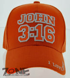 JOHN 3:16 I LOVE JESUS CHRISTIAN BALL CAP HAT ORANGE