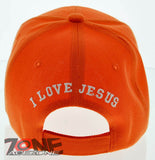 JOHN 3:16 I LOVE JESUS CHRISTIAN BALL CAP HAT ORANGE