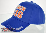 JOHN 3:16 I LOVE JESUS CHRISTIAN BALL CAP HAT ROYAL BLUE