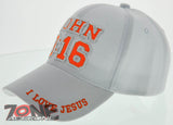 JOHN 3:16 I LOVE JESUS CHRISTIAN BALL CAP HAT WHITE