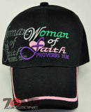 WOMAN OF FAITH PROVERBS 31:30 JESUS CHRISTIAN BALL CAP HAT BLACK