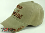 MAN OF FAITH JESUS CHRISTIAN BALL CAP HAT TAN