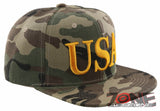 NEW! FLAT BILL USA LETTER SNAPBACK BALL CAP HAT GREEN CAMO