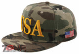 NEW! FLAT BILL USA LETTER SNAPBACK BALL CAP HAT GREEN CAMO