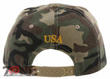 NEW! FLAT BILL USA LETTER SNAPBACK BALL CAP HAT GREEN CAMO