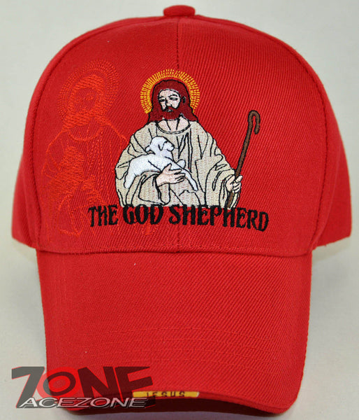 THE GOD SHEPHERD JESUS CHRISTIAN BALL CAP HAT RED