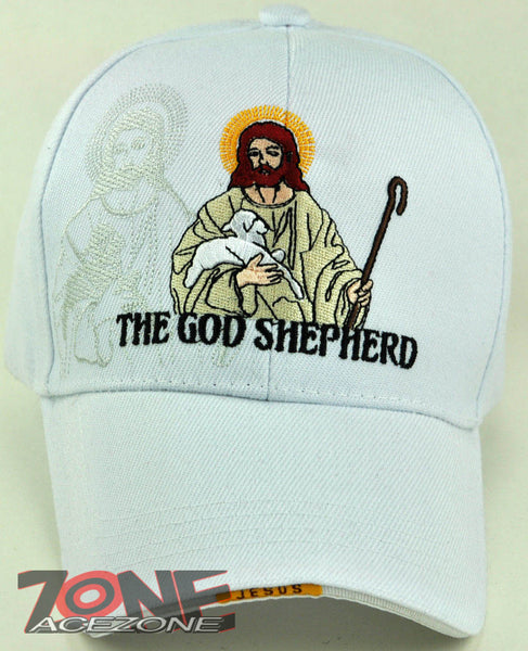 THE GOD SHEPHERD JESUS CHRISTIAN BALL CAP HAT WHITE