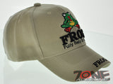 NEW F.R.O.G. FULLY RELY ON GOD PRAYING FROG JESUS CHRISTIAN BALL CAP HAT TAN