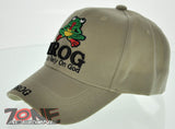 NEW F.R.O.G. FULLY RELY ON GOD PRAYING FROG JESUS CHRISTIAN BALL CAP HAT TAN