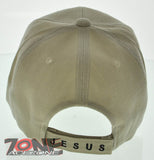 NEW F.R.O.G. FULLY RELY ON GOD PRAYING FROG JESUS CHRISTIAN BALL CAP HAT TAN