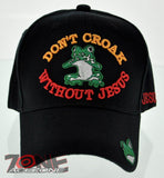 DON'T CROAK WITHOUT JESUS FROG CHRISTIAN BALL CAP HAT BLACK