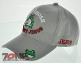 DON'T CROAK WITHOUT JESUS FROG CHRISTIAN BALL CAP HAT GRAY