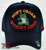 DON'T CROAK WITHOUT JESUS FROG CHRISTIAN BALL CAP HAT NAVY