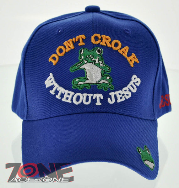 DON'T CROAK WITHOUT JESUS FROG CHRISTIAN BALL CAP HAT ROYAL BLUE