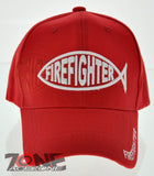 FIREFIGHTER EMBLEM JESUS FISH CHRISTIAN BALL CAP HAT RED