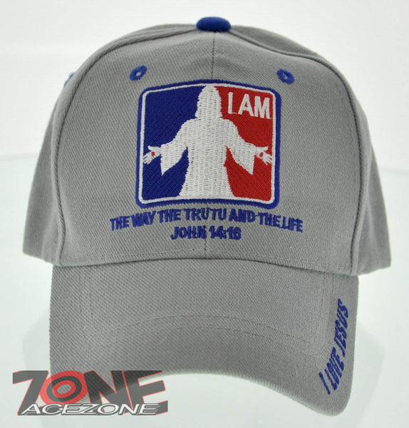 I AM THE WAY THE TRUTH AND THE LIFE JOHN 14:16 JESUS CHRISTIAN CAP HAT GRAY