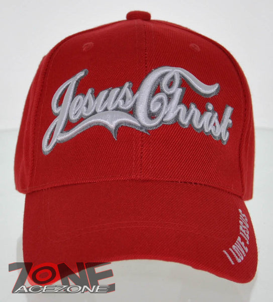 JESUS CHRIST I LOVE JESUS CHRISTIAN BALL CAP HAT RED