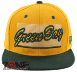 NEW! FLAT BILL GREEN BAY WI STATE USA SNAPBACK BALL CAP HAT YELLOW