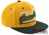NEW! FLAT BILL GREEN BAY WI STATE USA SNAPBACK BALL CAP HAT YELLOW