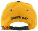 NEW! FLAT BILL GREEN BAY WI STATE USA SNAPBACK BALL CAP HAT YELLOW