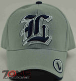 NEW! MONOGRAM LETTER L CAP HAT N1 GRAY