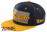 NEW! FLAT BILL LOS ANGELES CA STATE USA SNAPBACK BALL CAP HAT NAVY