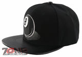 NEW! 8 BALL FAUX LEATHER VISOR FLAT BILL SNAPBACK CAP HAT BLACK