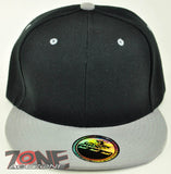NEW! FLAT BILL SNAPBACK BALL SPORT CAP HAT BLACK GRAY