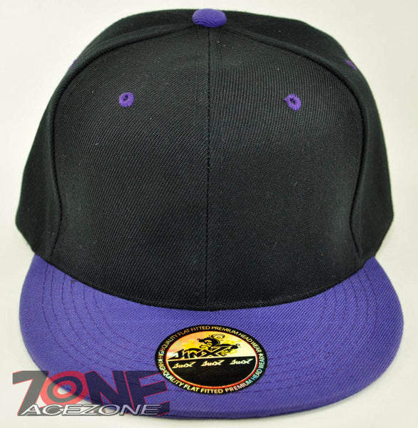 NEW! FLAT BILL SNAPBACK BALL SPORT CAP HAT BLACK PURPLE