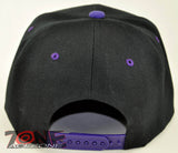 NEW! FLAT BILL SNAPBACK BALL SPORT CAP HAT BLACK PURPLE