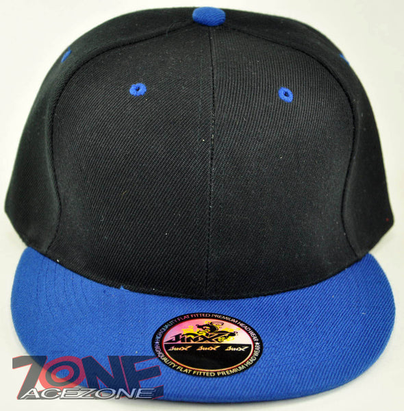 NEW! FLAT BILL SNAPBACK BALL SPORT CAP HAT BLACK ROYAL BLUE