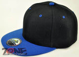 NEW! FLAT BILL SNAPBACK BALL SPORT CAP HAT BLACK ROYAL BLUE
