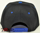 NEW! FLAT BILL SNAPBACK BALL SPORT CAP HAT BLACK ROYAL BLUE
