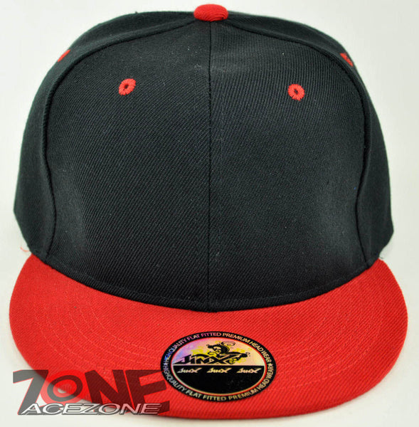 NEW! FLAT BILL SNAPBACK BALL SPORT CAP HAT BLACK RED