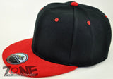 NEW! FLAT BILL SNAPBACK BALL SPORT CAP HAT BLACK RED
