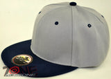 NEW! FLAT BILL SNAPBACK BALL SPORT CAP HAT GRAY NAVY
