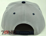 NEW! FLAT BILL SNAPBACK BALL SPORT CAP HAT GRAY NAVY