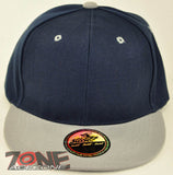 NEW! FLAT BILL SNAPBACK BALL SPORT CAP HAT NAVY GRAY