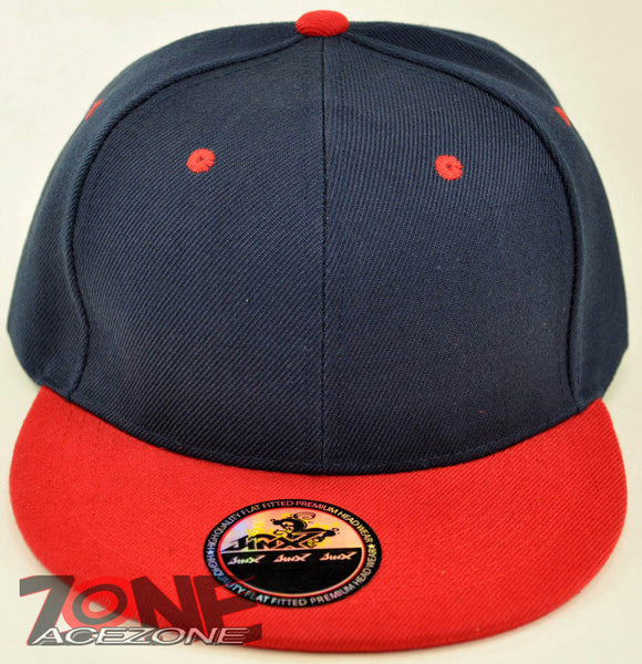 NEW! FLAT BILL SNAPBACK BALL SPORT CAP HAT NAVY RED