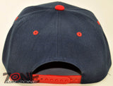 NEW! FLAT BILL SNAPBACK BALL SPORT CAP HAT NAVY RED