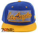 NEW! FLAT BILL LOS ANGELES CA STATE USA SNAPBACK BALL CAP HAT ROYAL BLUE