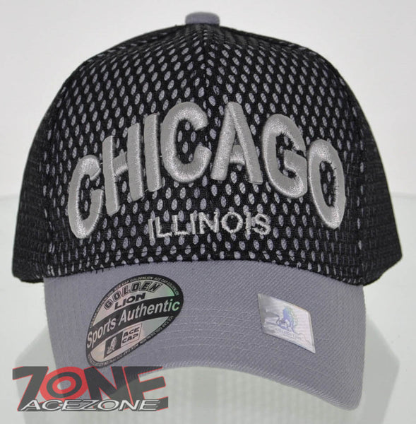 NEW! MESH US CHICAGO ILLINOIS STATE BALL CAP HAT GRAY