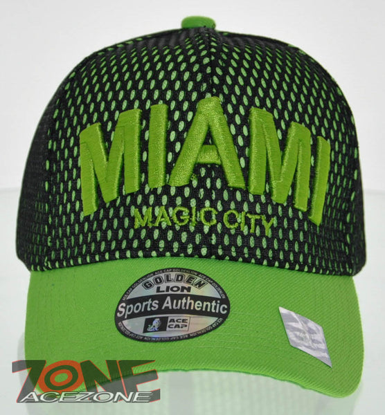 NEW! MESH US MIAMI STATE MAGIC CITY BALL CAP HAT GREEN