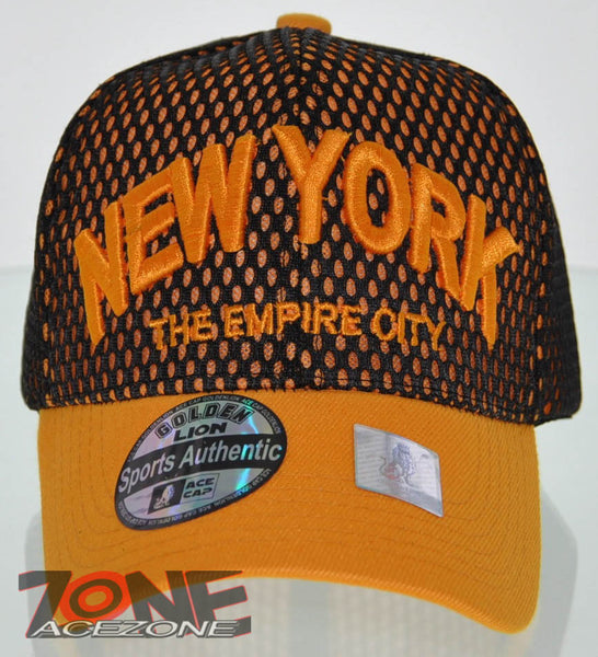 NEW! MESH US NEW YORK STATE THE EMPIRE CITY BALL CAP HAT YELLOW