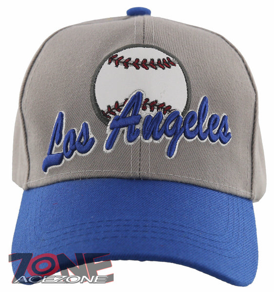 NEW! US LOS ANGELES CALIFORNIA LA BASEBALL BALL CAP HAT GRAY ROYAL BLUE