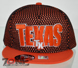 NEW! MESH FLAT BILL SNAPBACK BALL TEXAS TX CAP HAT ORANGE